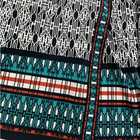 Max Studio Black and White Geometric Midi Wrap Dress - Picture 2 of 6